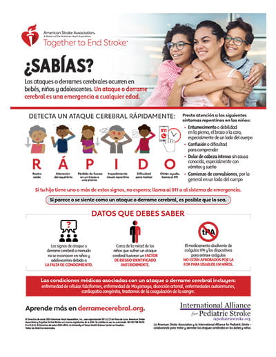 Infografía de ataque cerebral pediátrico