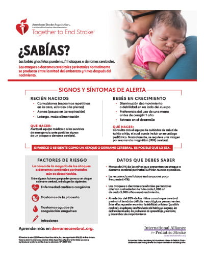 Infografía del ataque o derrame cerebral perinatal