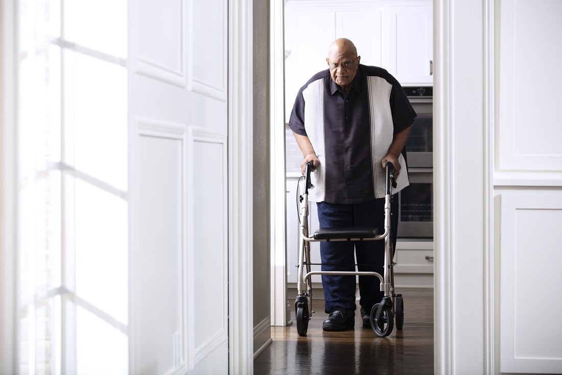 patient walking in hallway